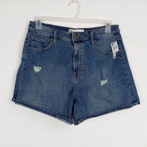 RSQ Mom Jean Shorts NWT Women's Size 29 Super High Rise Medium Wash Distressed